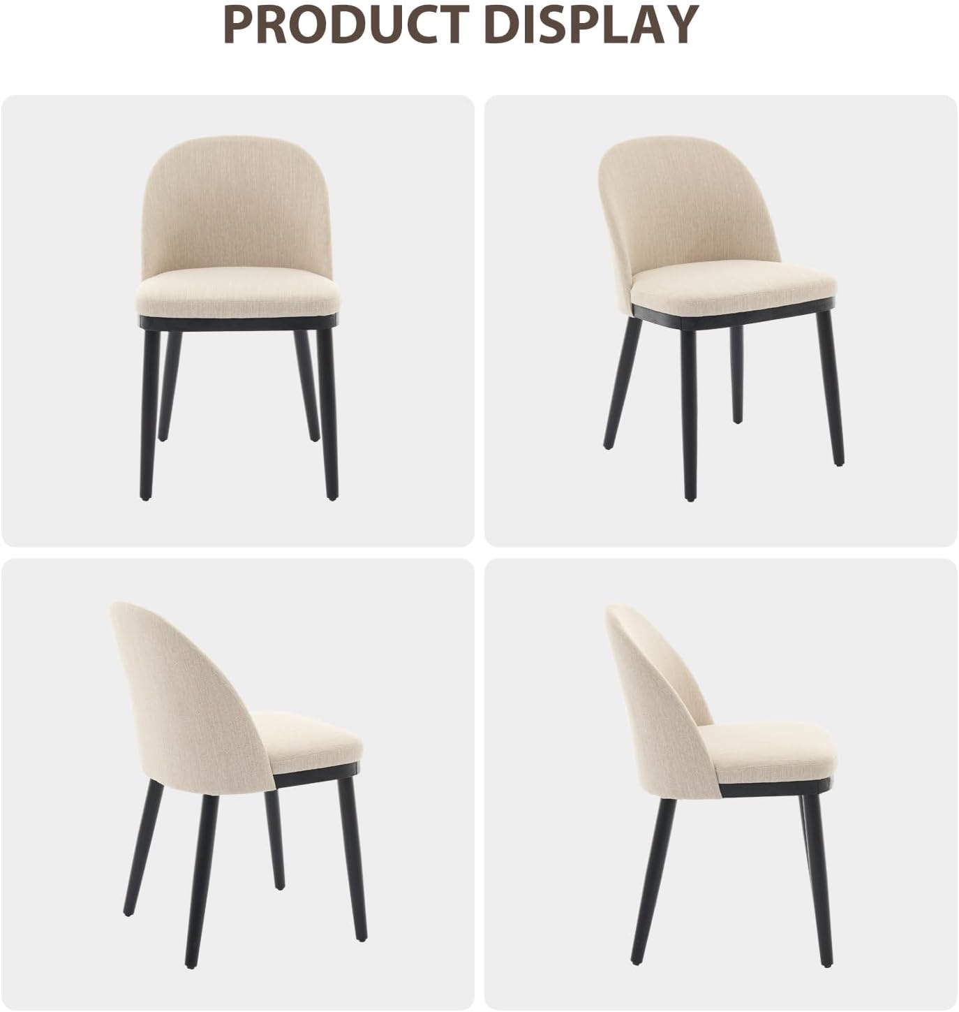 Garvee Wooden Dining Chairs Set of 6, Upholstered Kitchen Dining Room Chair, Modern Linen Fabric Farmhouse Dinner Chair with Leveling Feet/High Backrest Support for Dining Room, Living Room,Beige