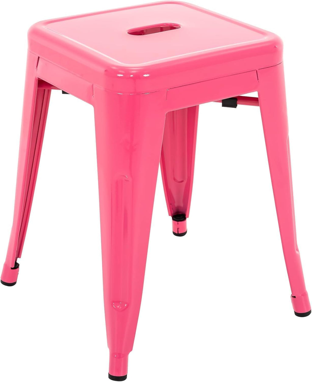 18'' Industrial Metal Stools Set of 4, Stackable Indoor Outdoor, Hot Pink | No Assembly, Waterproof & Rustproof, Easy to Move, Backless, Space-Saving, Stable Design for Classroom Kitchen Dining Patio