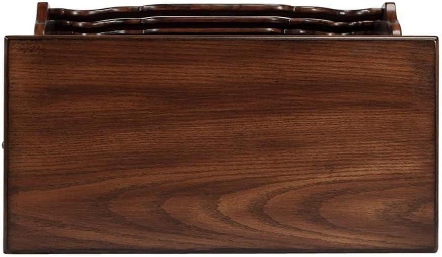 Beaumont Lane Modern Traditional Wooden Side Table, Cherry Veneers, Vintage Oak Finish, 14.5"W x 24"D x 24"H, Magazine Storage, Pull-Out Tray, Adjustable Shelf, Antique Brass Pulls for Living Room or