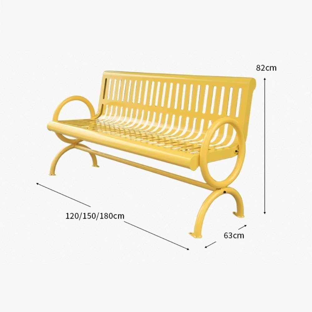 Outdoor Bench, Sturdy Steel Park Bench for 2, Outdoor Garden & Patio Seating Garden Bench(Black,150cm)