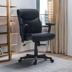 Staples Ergonomic Task Chair, Faux Leather, Ergonomic, Adjustable Height, Swivel, Black