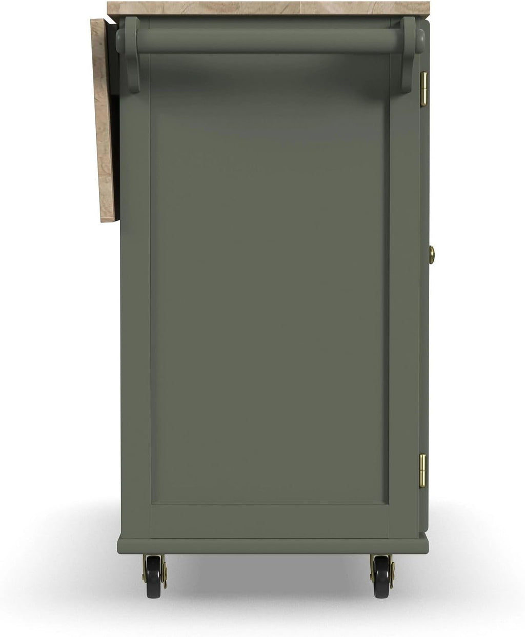 Homestyles Mobile Kitchen Island Cart with Wood Top and Dropleaf Breakfast Bar, 18" D x 53.5" W x 36" H, Green