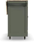 Homestyles Mobile Kitchen Island Cart with Wood Top and Dropleaf Breakfast Bar, 18" D x 53.5" W x 36" H, Green