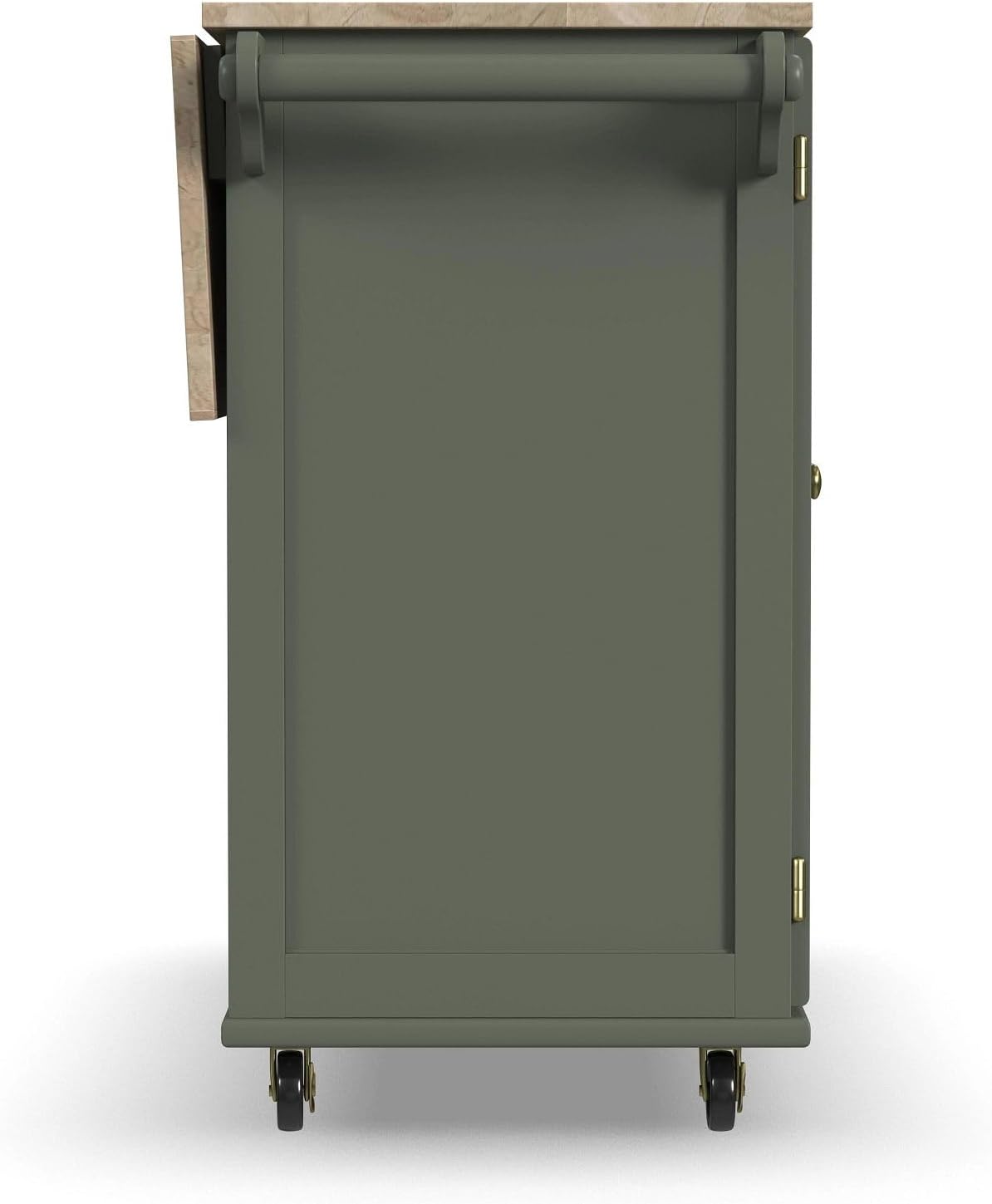 Homestyles Mobile Kitchen Island Cart with Wood Top and Dropleaf Breakfast Bar, 18" D x 53.5" W x 36" H, Green