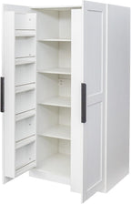 Kitchen Cabinet Tall Food Pantry with Door Shelves, Farmhouse Pantry Cabinet 5 Tier Food Cupboard for Dining Room Laundry, White