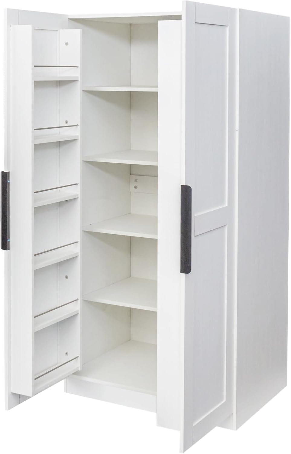 Kitchen Cabinet Tall Food Pantry with Door Shelves, Farmhouse Pantry Cabinet 5 Tier Food Cupboard for Dining Room Laundry, White