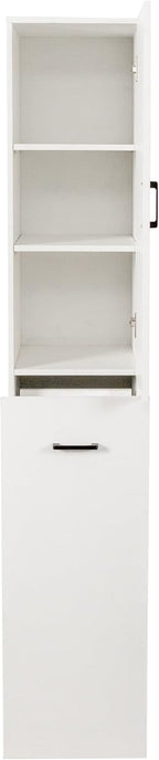 71" Spice Cabinet Pantry Cabinet for Kitchen, Tall Slim Storage Cart with Door & 3-Tier Shelf, Narrow Side of Fridge Next to Fridge Storage, Freestanding Narrow Pantry Cabinet for Small Spacem, White