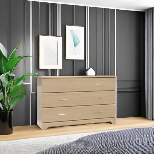 Storkcraft Brookside 6 Drawer Dresser, Driftwood | GREENGUARD Gold Certified, Wood Dresser for Bedroom, Kids & Nursery Storage Chest, Safety Interlocking Drawers, Kids Bedroom