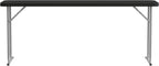 Flash Furniture Kathryn 6' Rectangular Plastic Folding Table, Long Plastic Foldable Table for Indoor/Outdoor Events, Black