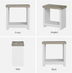 End Tables Set of 2 for Living Room, Narrow Side Tables with Storage Shelves, Square End Table for Bedroom, Slim Nightstand, Skinny Rectangle Accent Table, Farmhouse Bedside Table, White + Gray