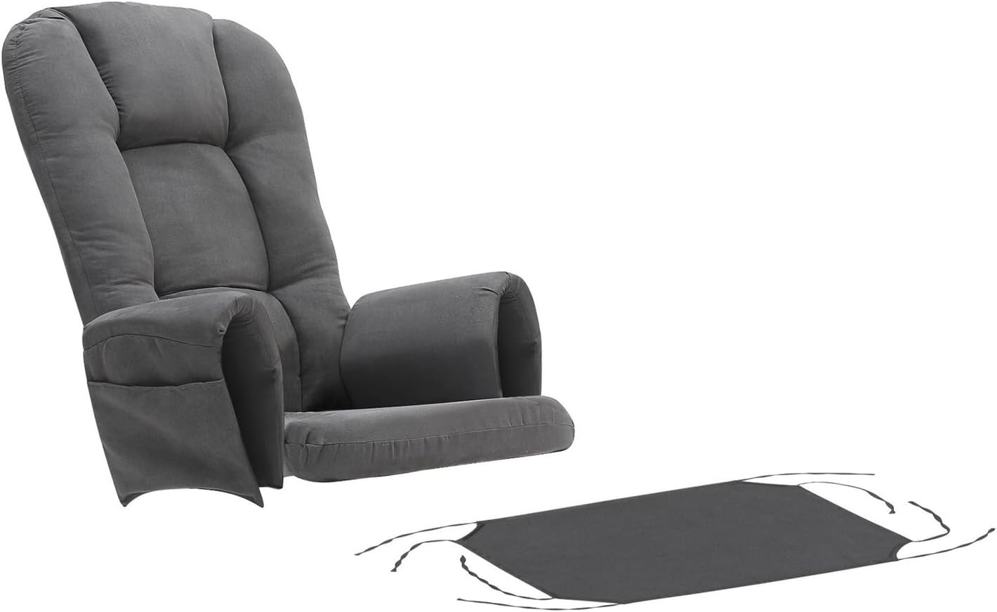 5Pcs Glider Rocker Cushions Set Velvet Glider Rocker Replacement Cushions with Side Storage Pockets, Washable Non Slip (Dark Gray)