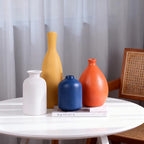 Multi-Color Ceramic Small Bud Vases Set of 4, White Yellow Orange Blue Vase, Modern Minimalism Style Vases for Rustic Home Decor, Ideal Decorative Vases for Living Room, Dining Room, Mantel, Entryway
