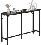 VINGLI 55 Inch High Top Bar Table, Wooden Rectangular Narrow Long Counter Height Pub Table, Multi-Scene Use for Kitchen Living Room Dining Sofa Entryway, Black