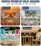 Phat Tommy Round Bar Height Patio Table - Outdoor Bar Table - Balcony Height Patio Furniture for Your Deck - Poly Outdoor Furniture, White