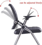 Folding Ergonomic Office Chair with Wheels and Padded Leather Seat