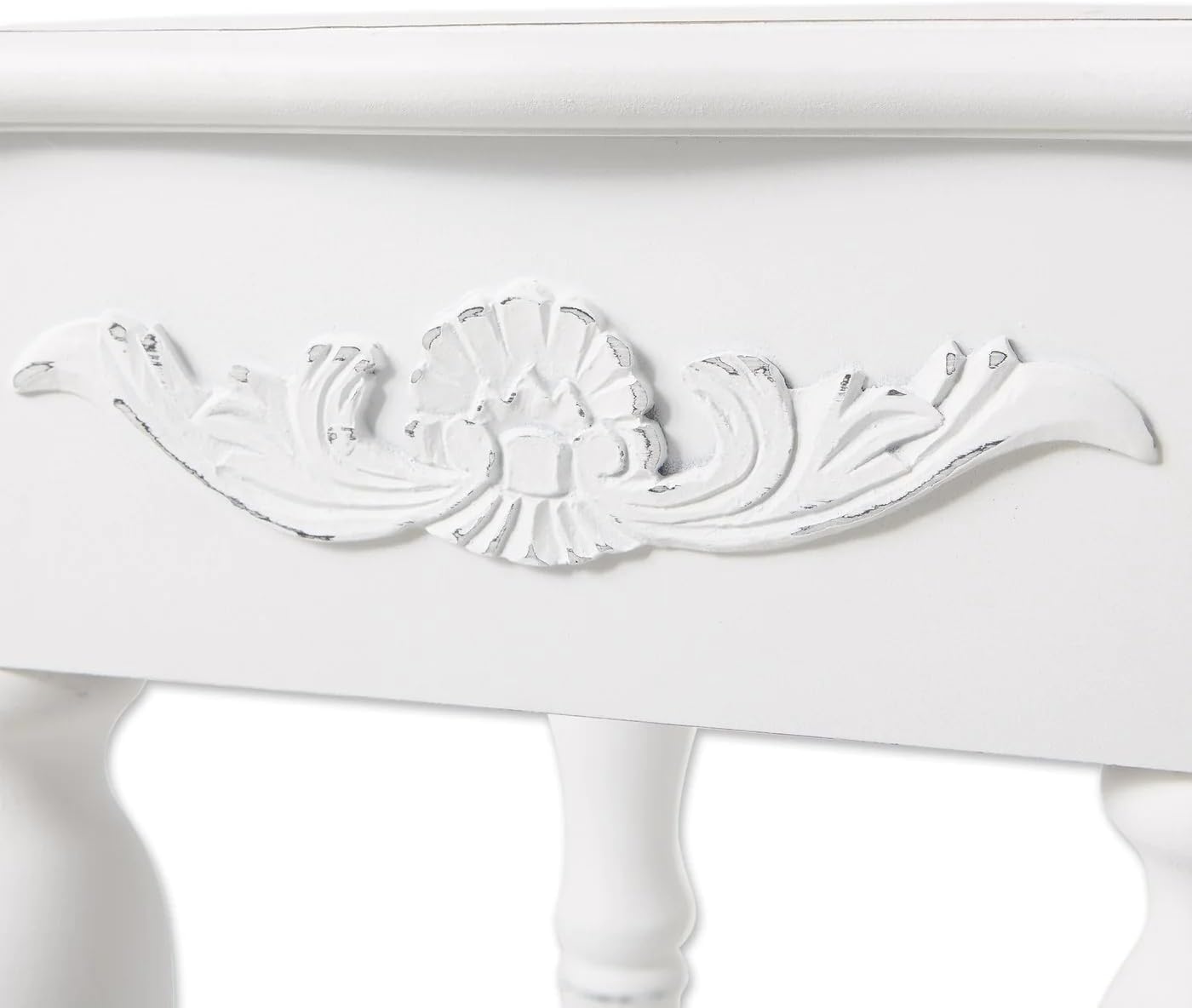 Accent Plus 34353 Carved White Side Table, Multicolor