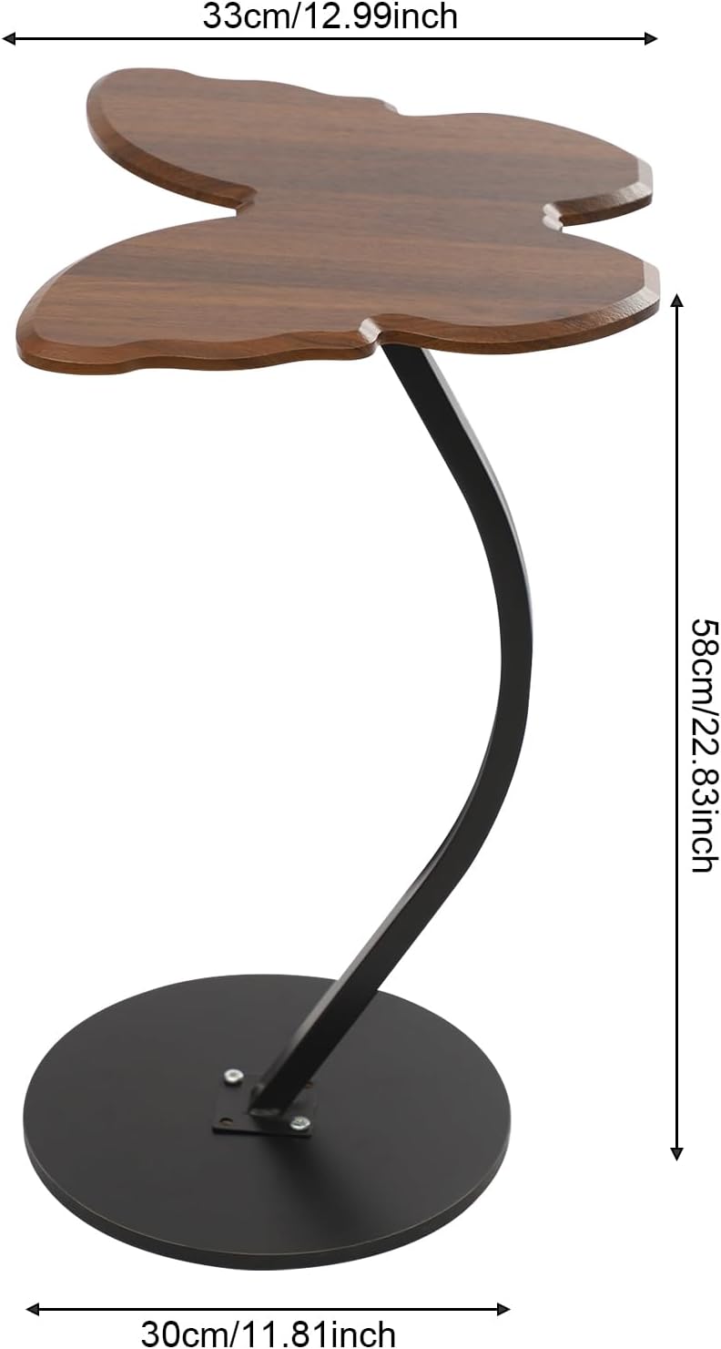 Side Table Butterfly Shape End Table, C-Shaped Small Coffee Tables Sofa Table, Living Room End Tables, 33 Pounds Capacity for Bedrooms Offices Lounge Small Spaces