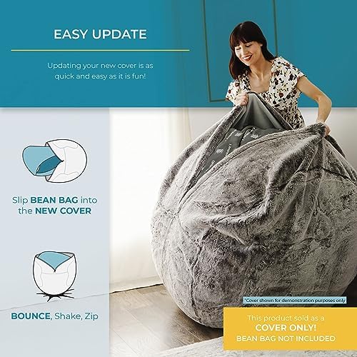 CordaRoy's Queen Size Chenille Bean Bag Chair Cover (Bean Bag Sold Separately), Charcoal