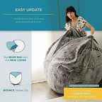CordaRoy's Queen Size Chenille Bean Bag Chair Cover (Bean Bag Sold Separately), Charcoal