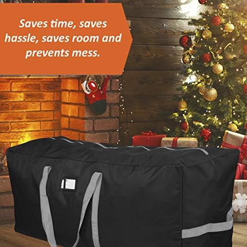 Heavy Duty Christmas Tree Storage Bag, Fits Up to 9 Ft. Tall Disassembled Trees, 25" H X 20" W X 65" L, Durable 600D Oxford Material, Heavy Duty Xmas Storage Container (Black)