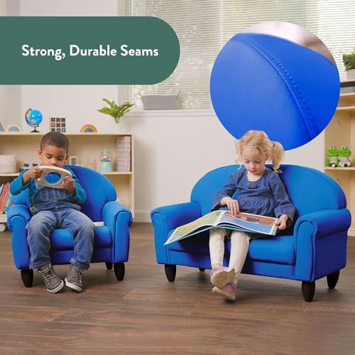 Children's Factory As We Grow Chair and Couch, Blue, CF805-309, Flexible Classroom Seating, Toddler Nursery Décor, Kids Playroom or Daycare Furniture