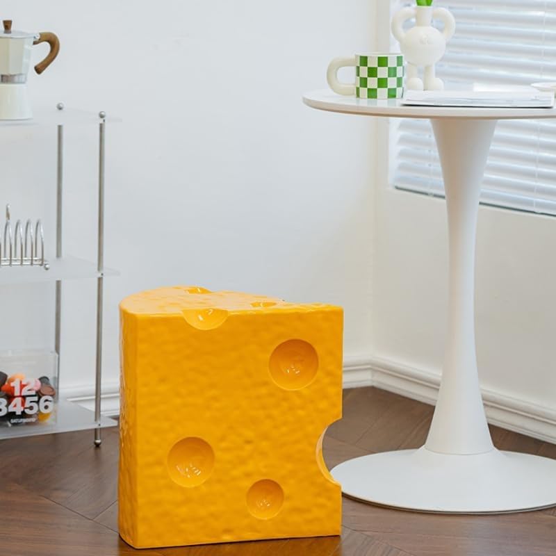 Cheesecake Wedge Side Table Resin Decorative Stool Playful End Table Living Room Pouf Ottoman for Kitchen Playroom Hallway Long Lasting
