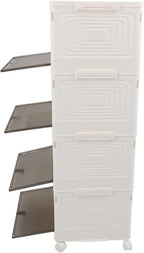 FTVOGUE Foldable Shoe Rack Organizer, PP Material, Large Capacity and Transparent Shoe Storage Box with Wheels for Closet and Entryway