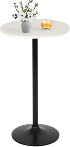 Round Bar Table 40" Height Modern High Top Pub Table with Solid Top & Sturdy Metal Base, Cocktail Table for Bistro, Home, Kitchen or Dining Room, White