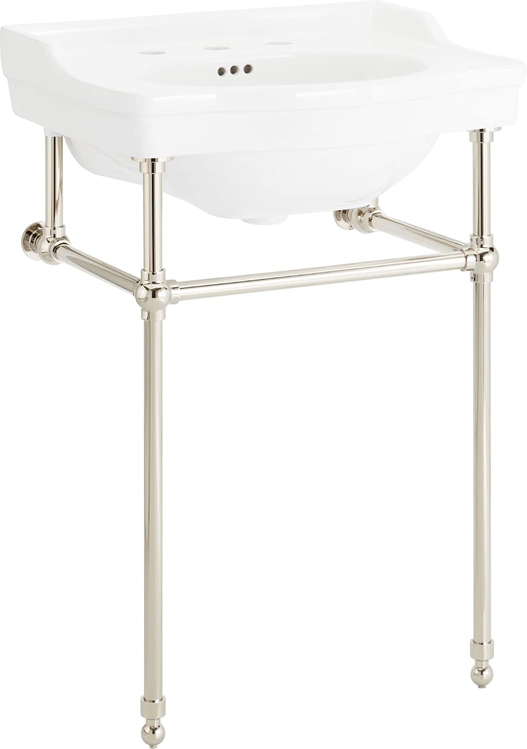 Signature Hardware 480504 Cierra 24-1/4" Vitreous China Console Bathroom Sink with 3 Faucet Holes at 8" Centers
