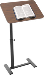 Side Table, Freestanding C Shaped End Table with Rolling Wheels, Adjustable Height Mobile Computer Laptop Table Rolling Tray Cart for Living Room & Bedroom & Office