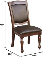 Pemberly Row Wood Dining Chairs Set of 6 in Brown Cherry Finish with Faux Leather Upholstery, Traditional Style Side Chairs for Dining Room with 19'' Back