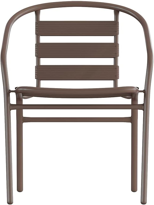 Flash Furniture Lila Bronze Metal Restaurant Stack Chair with Metal Slats