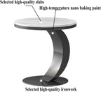 Minimalist C-Shaped Accent Table, Premium Sintered Stone Top, Anti-Scratch & Waterproof, Perfect as Sofa Side Table Nightstand(B)