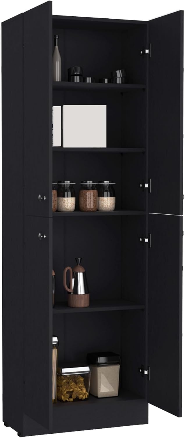 Mid-Century Pantry Storage Cabinet, Rustic Freestanding Cupboard with 5 Adjustable Shelves,for Kitchen Home
