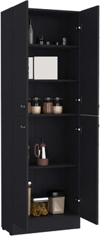 Mid-Century Pantry Storage Cabinet, Rustic Freestanding Cupboard with 5 Adjustable Shelves,for Kitchen Home