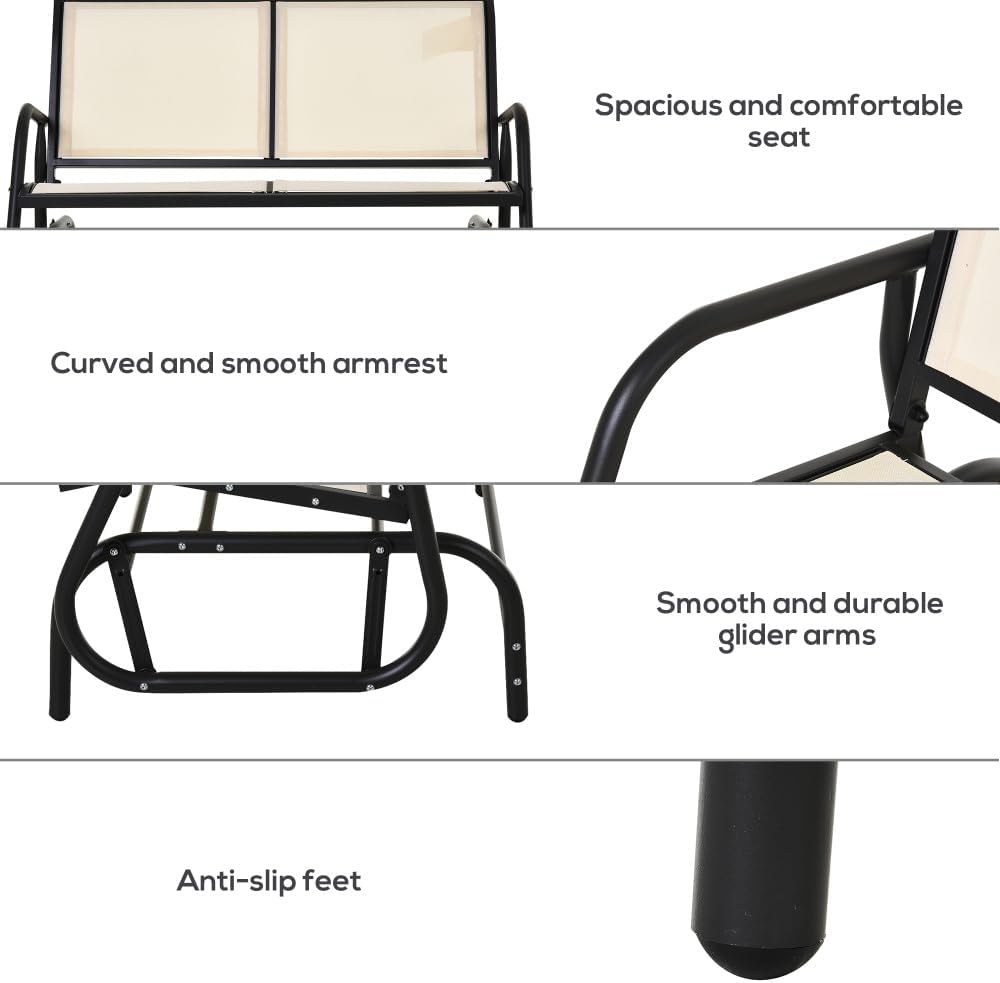 2-Person Outdoor Glider Chair with Steel F