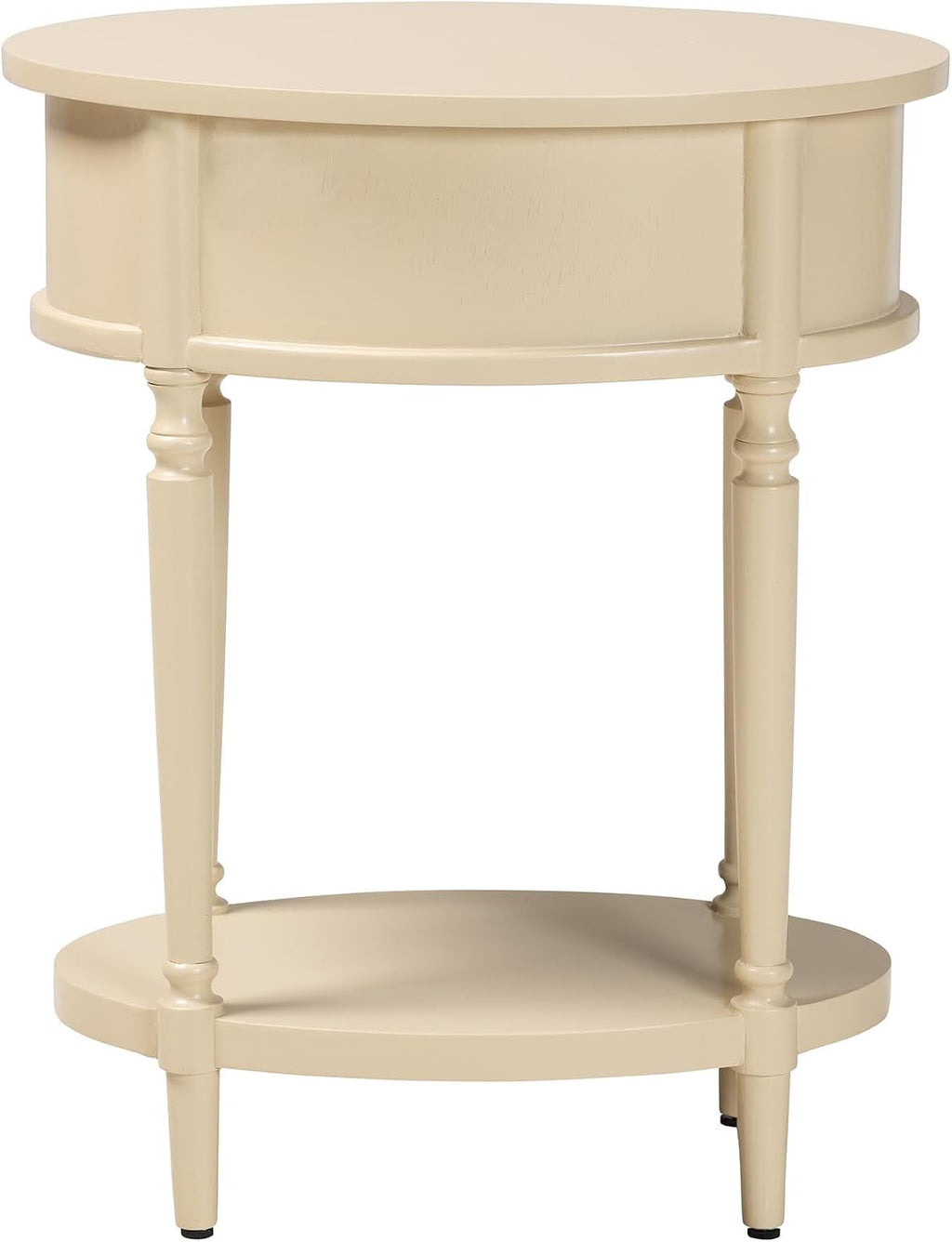 Bali & pari Liba End Table - 1-Drawer Accent Table with Scalloped Detailing and Open Shelf Storage for Hallway, Entryway, and Living Room