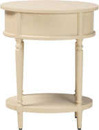 Bali & pari Liba End Table - 1-Drawer Accent Table with Scalloped Detailing and Open Shelf Storage for Hallway, Entryway, and Living Room