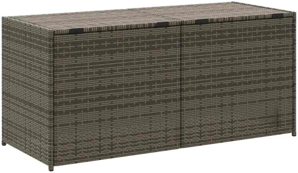 Patio Storage Bench Gray 74.8 Gal Poly Rattan Garden Storage Box with Waterproof Bag and Gas Spring