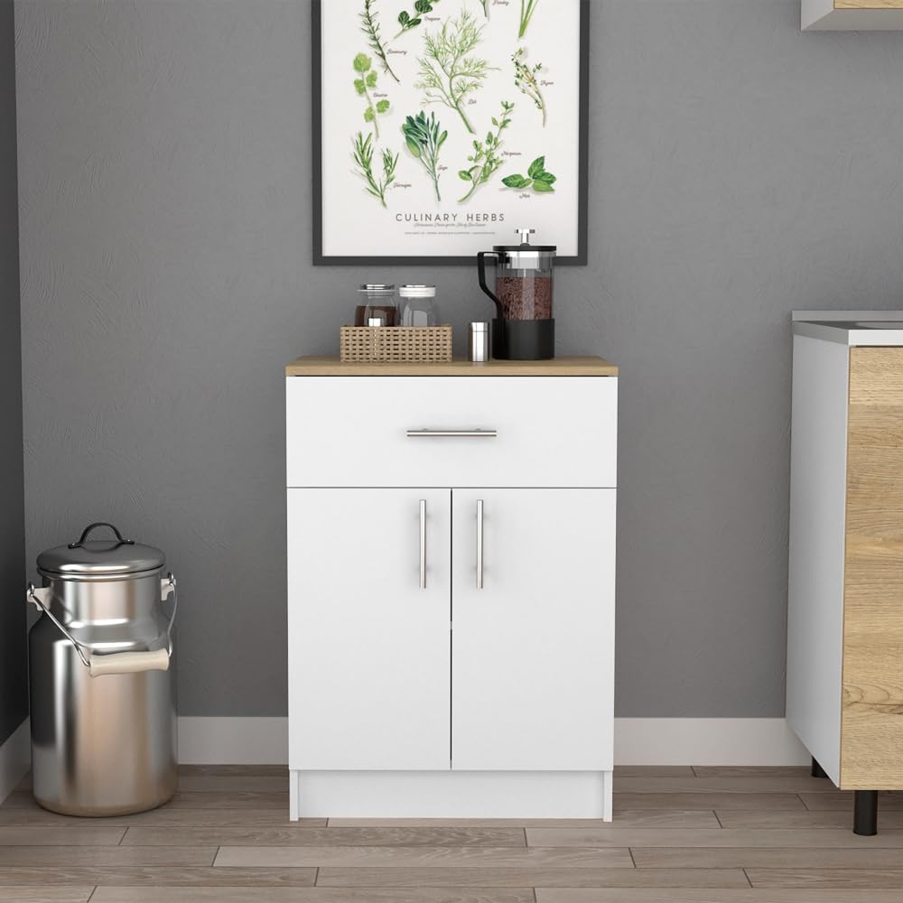 33" H Kitchen Pantry, Storage Cabinet with 1 Drawer, 2 Interior Shelves, 2 Doors, Easy to Maintain, for Dining Room