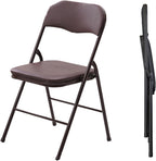 1 Pack Folding Chairs Stool Black Low Back with Padded Cushion，Metal Frame Meeting Room Office Chair for Bedroom Patio Party Event(Browns,Baking Paint)