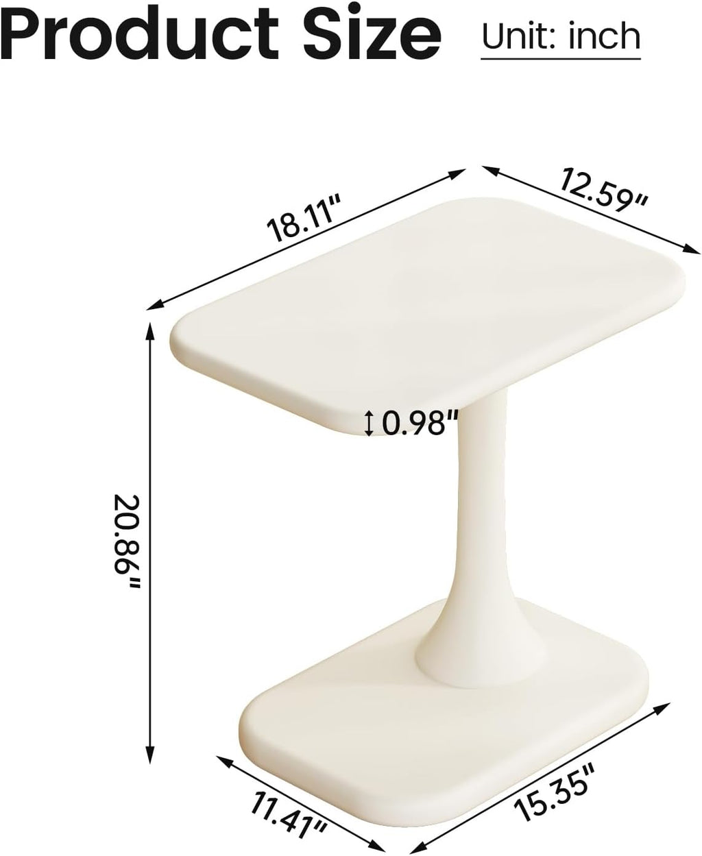 Guyii Modern Side Table, Cream White C-Shaped Sofa Table, Space-Saving End Table for Living Room, Bedroom, Sofa, Office, Easy Assembly