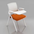 Ergonomic Folding Conference Chair with Right Handed Tablet Arm Breathable Mesh and Padded Fabric Seat Ideal(Orange)