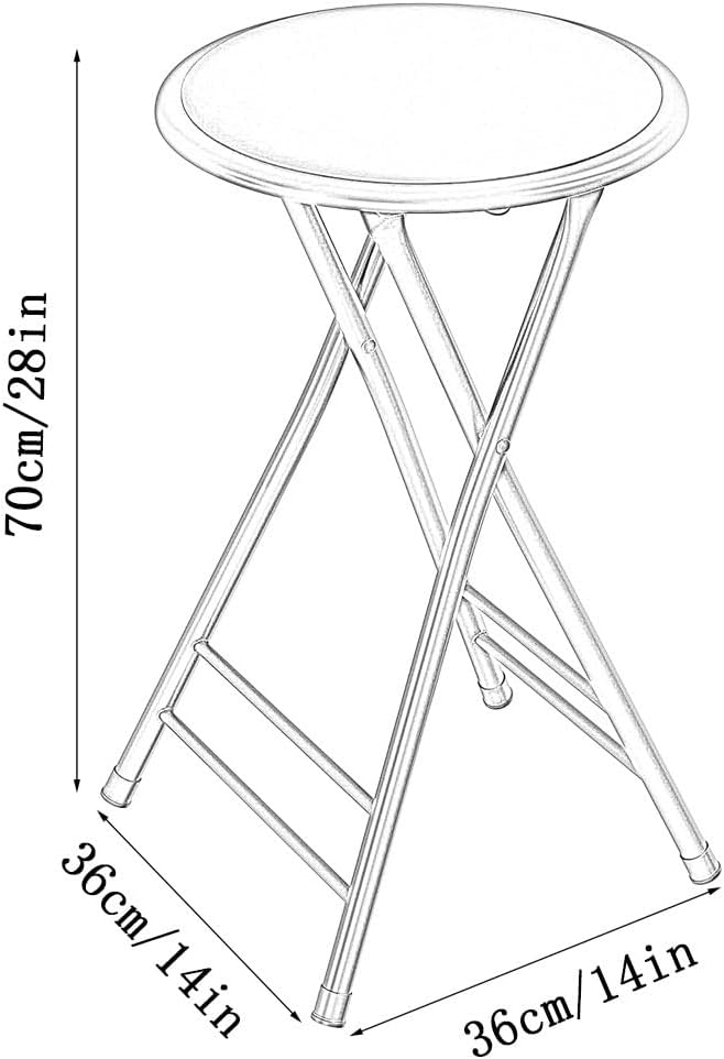 Folding Bar Stool, 24 /28 Inch Heavy-Duty Padded Portable Tall Chair Stool, Backless Counter Height Bar Stool with 225lb Capacity for Kitchen, Recreation Room, or Game Room ( Color : Black , Size : 70