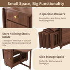 Folding Dining Table - 59" Ready Assembled Space-Saving Drop Leaf Table with Storage & 4 Lockable Wheels for Dining Room, Kitchen (Walnut)