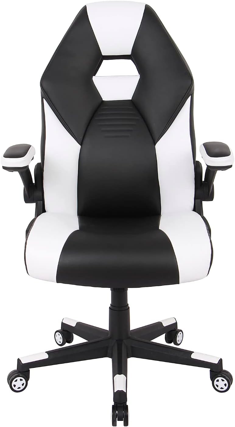 RS Gaming™ Bonded Leather High-Back Gaming Chair, White/Black