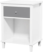 Kids Nightstand with One Drawer Modern Kids Bedside Table with Open Storage Shelf Wood End Side Table Toddler Nightstand for Bedroom Living Room (Grey)