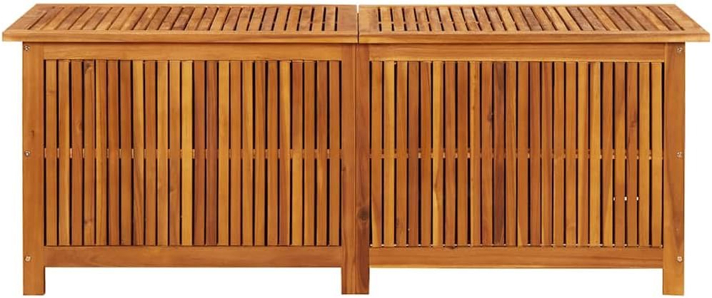 Solid Acacia Wood Patio Storage Box 59.1"x19.7"x22.8" with Waterproof Bag, Gas-Lift Lid, Bench and Side Table for Garden Cushions, Toys, Tools