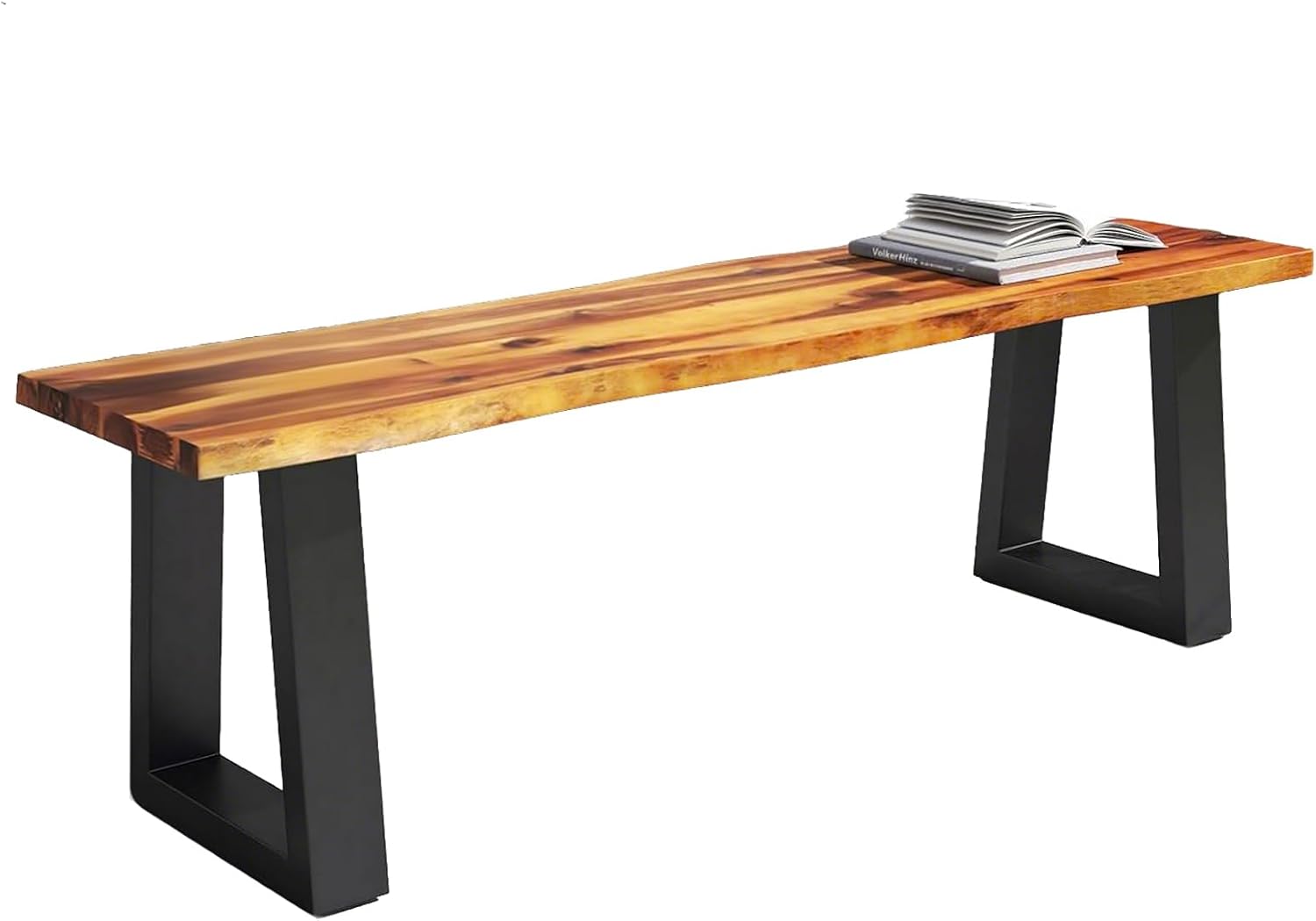 ERGOMASTER Outdoor Bench, 57.5" Acacia Wooden Dining Bench with Steel Legs, 1 Pack