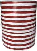 Pemberly Row Contemporary Accent Ceramic Side Table, 13"W x 13"D x 17.5"H, Handcrafted and Painted Ceramic, Textured Red Stripe Design, Artisanal Finish, Versatile Use for Living Room, Patio, Bedroom